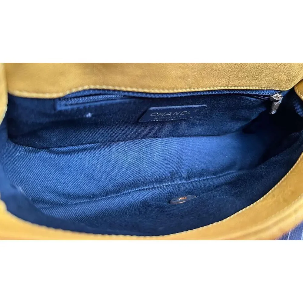SALE $$$ CHANEL Small Single Flap Chevron Yellow Caviar Crossbody Bag GHW charm